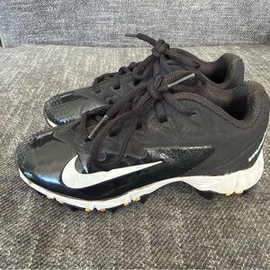 Nike BSBL Vapor Turf Cleats Youth Size 12 C Black White Swoosh 856484-910